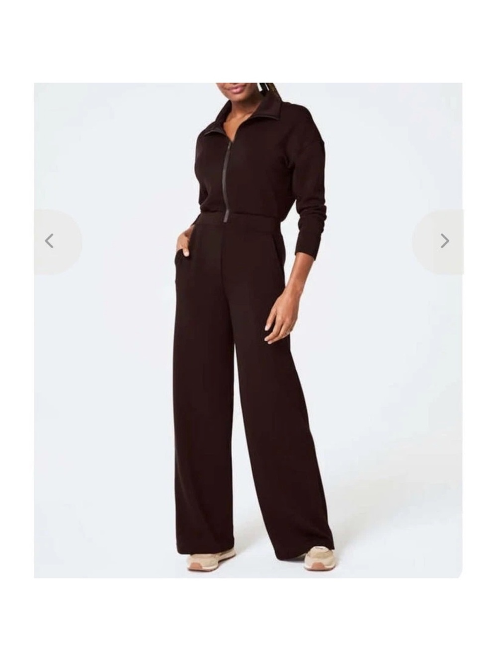 Spanx Air Essentials Wide Leg Jumpsuit Zip Front Casual Comfy Lounge Size XS